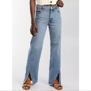 Free people long lines slit straight leg jeans NWOT